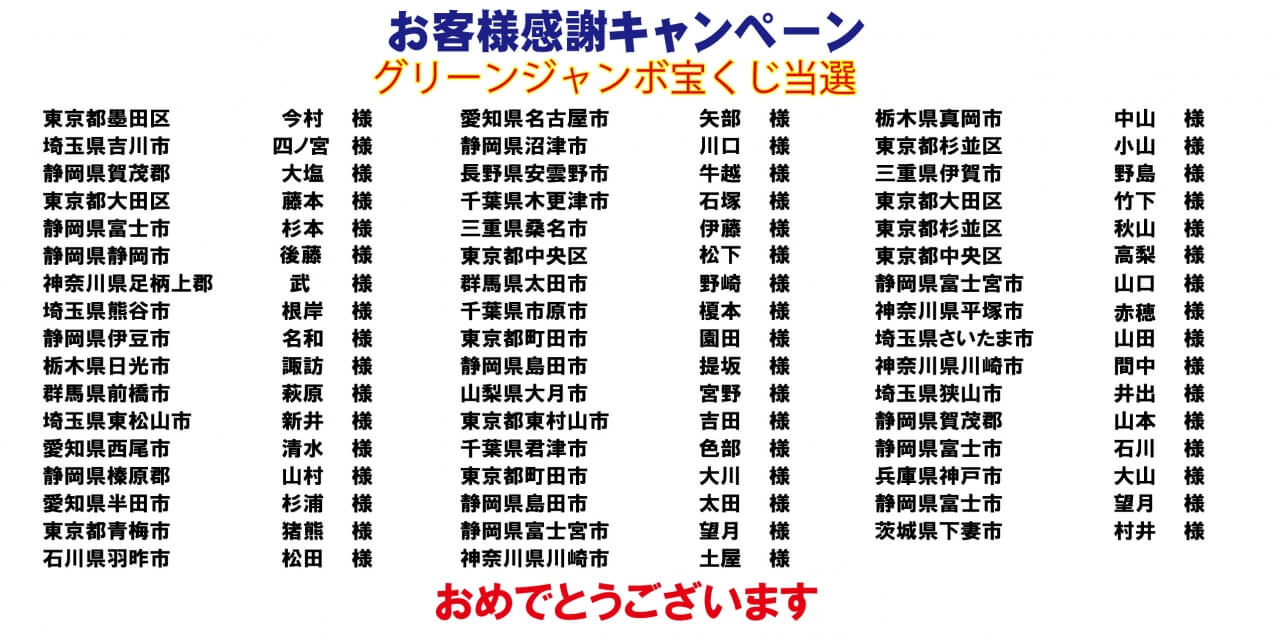 2018年グリーンジャンボ当選者1